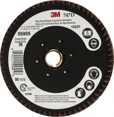 3M - 36 Grit, 4-1/2" Disc Diam, 5/8-11 Center Hole, Type 27 Ceramic Flap Disc - 13,300 Max RPM, Cloth Backing, Arbor Attaching System, Coated - Eagle Tool & Supply