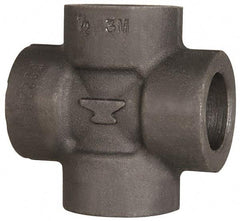 Made in USA - Size 1-1/2", Class 3,000, Forged Carbon Steel Black Pipe Cross - 3,000 psi, Socket Weld End Connection - Eagle Tool & Supply