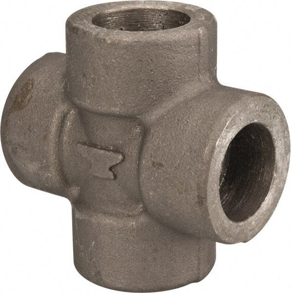 Made in USA - Size 1/2", Class 3,000, Forged Carbon Steel Black Pipe Cross - 3,000 psi, Socket Weld End Connection - Eagle Tool & Supply