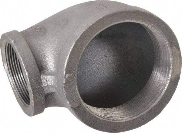 Made in USA - Size 3 x 2", Class 150, Malleable Iron Black Pipe Reducing Elbow - 300 psi, Threaded End Connection - Eagle Tool & Supply