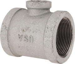 Made in USA - Class 150, 1-1/2 x 1-1/2 x 1/2" Galvanized Pipe Reducing Tee - Threaded, Malleable Iron - Eagle Tool & Supply