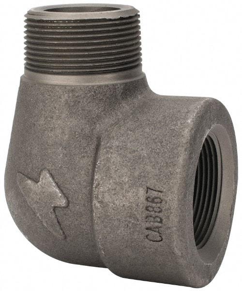 Made in USA - Size 1-1/2", Class 3,000, Forged Carbon Steel Black Pipe 90° Street Elbow - 3,000 psi, Threaded End Connection - Eagle Tool & Supply
