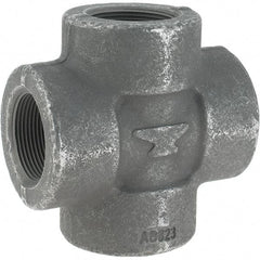 Made in USA - Size 1-1/2", Class 3,000, Forged Carbon Steel Black Pipe Cross - 3,000 psi, Threaded End Connection - Eagle Tool & Supply