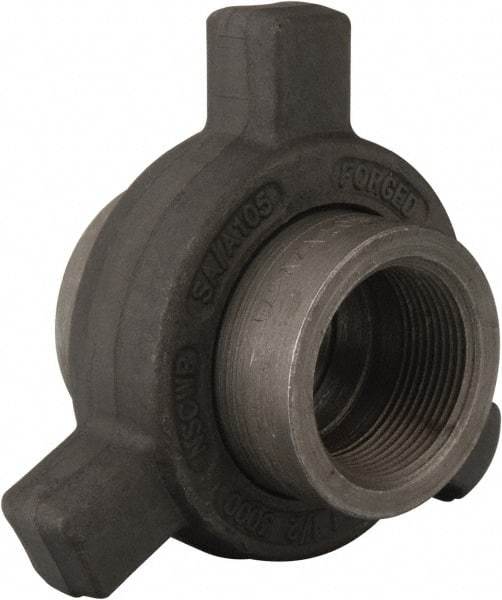 Made in USA - Size 1-1/2", Class 3,000, Forged Carbon Steel Black Pipe Lug Union - 3,000 psi, Threaded End Connection - Eagle Tool & Supply