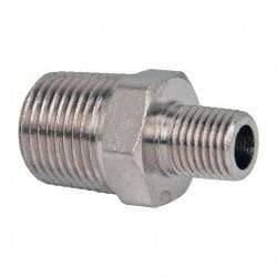 Value Collection - 1/2 x 1/4" Internal Pipe, Brass Hex Nipple Reducer - Male x Male - Eagle Tool & Supply