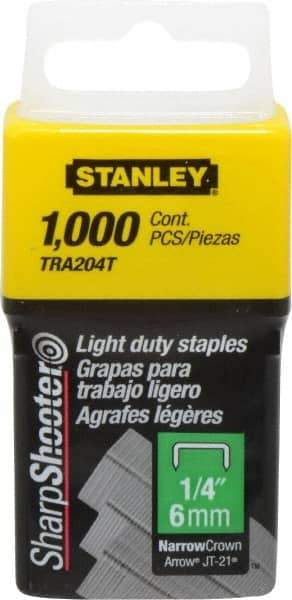 Stanley - 7/16" Wide Galvanized Steel Light Duty Staples - 1/4" Leg Length - Eagle Tool & Supply