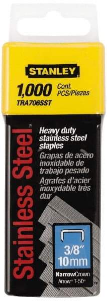 Stanley - 27/64" Wide Stainless Steel Narrow Crown Staples - 3/8" Leg Length - Eagle Tool & Supply