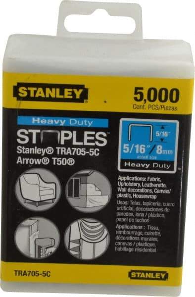 Stanley - 27/64" Wide Galvanized Steel Heavy Duty Power Crown Staples - 5/16" Leg Length - Eagle Tool & Supply