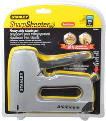 Stanley - Manual Staple Gun - 1/4, 5/16, 3/8, 1/2, 9/16" Staples, Yellow & Black, Aluminum - Eagle Tool & Supply