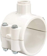 Value Collection - 3 x 1/2" PVC Plastic Pipe Clamp On Saddle with EPDM O-Ring - Schedule 40, Pipe O.D. x Soc End Connections - Eagle Tool & Supply