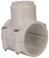 Value Collection - 3 x 1-1/4" PVC Plastic Pipe Clamp On Saddle with EPDM O-Ring - Schedule 40, Pipe O.D. x Soc End Connections - Eagle Tool & Supply