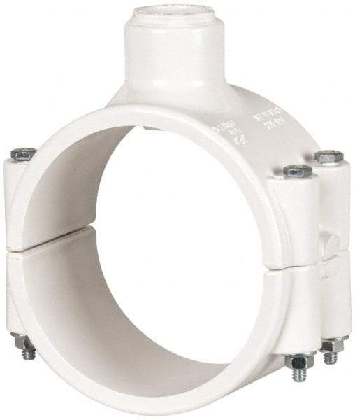 Value Collection - 4 x 3/4" PVC Plastic Pipe Clamp On Saddle with EPDM O-Ring - Schedule 40, Pipe O.D. x Soc End Connections - Eagle Tool & Supply