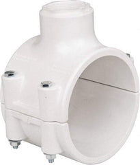 Value Collection - 4 x 1-1/4" PVC Plastic Pipe Clamp On Saddle with EPDM O-Ring - Schedule 40, Pipe O.D. x Soc End Connections - Eagle Tool & Supply
