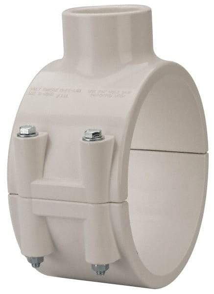 Value Collection - 6 x 2" PVC Plastic Pipe Clamp On Saddle with EPDM O-Ring - Schedule 40, Pipe O.D. x Soc End Connections - Eagle Tool & Supply