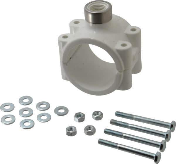 Value Collection - 2 x 1/2" PVC Plastic Pipe Clamp On Saddle with EPDM O-Ring - Schedule 40, Pipe O.D. x SR Fipt End Connections - Eagle Tool & Supply