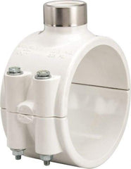Value Collection - 4 x 1" PVC Plastic Pipe Clamp On Saddle with EPDM O-Ring - Schedule 40, Pipe O.D. x SR Fipt End Connections - Eagle Tool & Supply