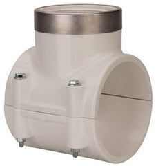 Value Collection - 4 x 3" PVC Plastic Pipe Clamp On Saddle with EPDM O-Ring - Schedule 40, Pipe O.D. x SR Fipt End Connections - Eagle Tool & Supply