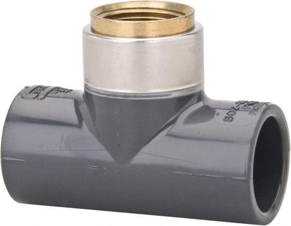 Value Collection - 3/4" PVC Plastic Pipe Tee - Schedule 80, PVC Slip x Brass Fipt End Connections - Eagle Tool & Supply