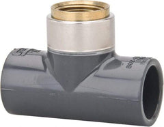Value Collection - 3/4" PVC Plastic Pipe Tee - Schedule 80, PVC Slip x Brass Fipt End Connections - Eagle Tool & Supply