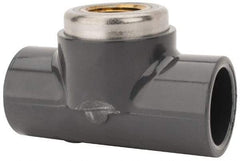 Value Collection - 3/4 x 3/4 x 1/2" PVC Plastic Pipe Tee - Schedule 80, PVC Slip x Brass Fipt End Connections - Eagle Tool & Supply