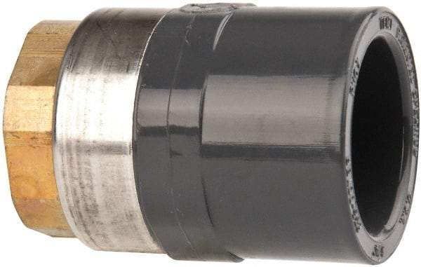 Value Collection - 3/4" PVC Plastic Pipe Female Adapter - Schedule 80, PVC Slip x Brass Fipt End Connections - Eagle Tool & Supply