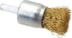 Value Collection - 1" Brush Diam, End Brush - Medium Grade, 1/4" Diam Shank, 20,000 Max RPM - Eagle Tool & Supply