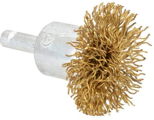 Value Collection - 1-1/2" Brush Diam, Flared End Brush - Coarse Grade, 1/4" Diam Shank, 15,000 Max RPM - Eagle Tool & Supply