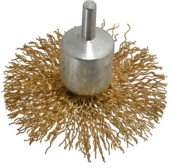 Value Collection - 3" Brush Diam, Flared End Brush - Coarse Grade, 1/4" Diam Shank, 15,000 Max RPM - Eagle Tool & Supply