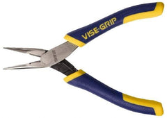 Irwin - 5-1/4" OAL, 15/16" Jaw Length x 1/4" Jaw Width, Long Nose Side Cutting Pliers - Serrated Jaw, Standard Head, ProTouch Handles, with Spring - Eagle Tool & Supply