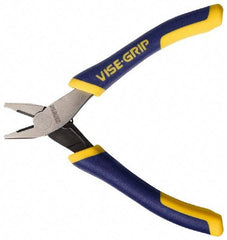 Irwin - 4-3/4" OAL, 5/8" Jaw Length x 7/32" Jaw Width, Side Cutting Linesman's Pliers - Standard Jaw, Flat Nose Head, ProTouch Handles - Eagle Tool & Supply