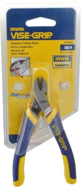 Irwin - 4-1/2" OAL, Diagonal Cutter - 1/2" Jaw Length x 7/64" Jaw Width, Oval Head, ProTouch Handle - Eagle Tool & Supply