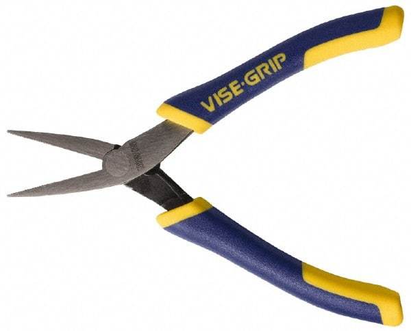Irwin - 5-1/4" OAL, 1-1/4" Jaw Length x 9/16" Jaw Width, Pliers - Machined Jaw, Flat Nose Head, ProTouch Handles - Eagle Tool & Supply