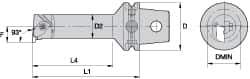 Kennametal - Insert Style NG 3R, 140mm Head Length, Left Hand Cut, Internal Modular Threading Cutting Unit Head - System Size KM63, 22mm Center to Cutting Edge, Series Top Notch - Eagle Tool & Supply