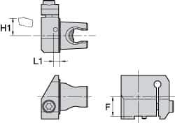 Kennametal - System Size KM25, Right Hand Cut, Modular Cutoff Cutting Unit Head - A2 BHSN19X... Insert Style, 0.189" Head Length, 0.4921" Center to Cutting Edge, Series A2 - Eagle Tool & Supply