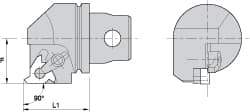 Kennametal - Insert Style LT 16ER, 35mm Head Length, Right Hand Cut, External Modular Threading Cutting Unit Head - System Size KM32, 22mm Center to Cutting Edge, Series LT Threading - Eagle Tool & Supply