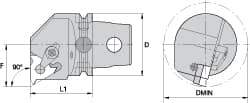 Kennametal - Insert Style LT 22NL, 60mm Head Length, Left Hand Cut, Internal Modular Threading Cutting Unit Head - System Size KM63, 43mm Center to Cutting Edge, Series LT Threading - Eagle Tool & Supply