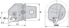 Kennametal - Insert Style LT 22NL, 60mm Head Length, Left Hand Cut, Internal Modular Threading Cutting Unit Head - System Size KM63, 43mm Center to Cutting Edge, Series LT Threading - Eagle Tool & Supply