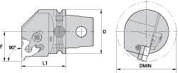 Kennametal - Insert Style LT 22NR, 60mm Head Length, Right Hand Cut, Internal Modular Threading Cutting Unit Head - System Size KM63, 43mm Center to Cutting Edge, Series LT Threading - Eagle Tool & Supply