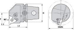 Kennametal - Insert Style LT 16NR, 60mm Head Length, Right Hand Cut, Internal Modular Threading Cutting Unit Head - System Size KM63, 43mm Center to Cutting Edge, Series LT Threading - Eagle Tool & Supply