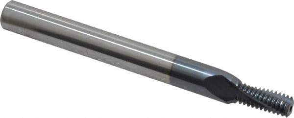 Carmex - 1/4-28 UNF, 0.197" Cutting Diam, 3 Flute, Solid Carbide Helical Flute Thread Mill - Internal Thread, 0.44" LOC, 2-1/2" OAL, 1/4" Shank Diam - Eagle Tool & Supply