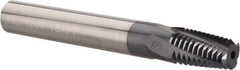 Carmex - 1/4-18 to 3/8-18 NPT, 3/8" Cutting Diam, 4 Flute, Solid Carbide Helical Flute Thread Mill - Internal/External Thread, 0.64" LOC, 3" OAL, 3/8" Shank Diam - Eagle Tool & Supply