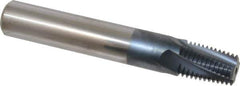 Carmex - 1/2-14 to 3/4-14 NPT, 0.61" Cutting Diam, 4 Flute, Solid Carbide Helical Flute Thread Mill - Internal/External Thread, 0.89" LOC, 4" OAL, 5/8" Shank Diam - Eagle Tool & Supply