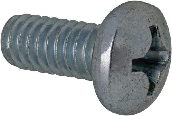 Value Collection - #12-24 UNC, 1/2" Length Under Head Phillips Drive Machine Screw - Pan Head, Grade 2 Steel, Zinc-Plated Finish, Without Washer - Eagle Tool & Supply