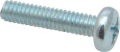 Value Collection - #12-24 UNC, 1" Length Under Head Phillips Drive Machine Screw - Pan Head, Grade 2 Steel, Zinc-Plated Finish, Without Washer - Eagle Tool & Supply