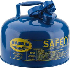 Eagle - 2 Gal Galvanized Steel Type I Safety Can - 9-1/2" High x 11-1/4" Diam, Blue - Eagle Tool & Supply