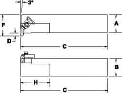 Tool-Flo - External Thread, Right Hand Cut, 1-1/4" Shank Width x 1-1/4" Shank Height Indexable Threading Toolholder - 6" OAL, FL 4L Insert Compatibility, FLE Toolholder, Series FLER - Eagle Tool & Supply