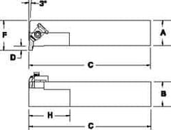 Tool-Flo - External Thread, Right Hand Cut, 1-1/4" Shank Width x 1-1/4" Shank Height Indexable Threading Toolholder - 6" OAL, FL 4L Insert Compatibility, FLE Toolholder, Series FLER - Eagle Tool & Supply