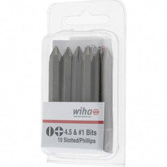 Wiha - 1/4" Drive, #1 Reversible Phillips/Slotted Screwdriver Bit - 2-3/8" OAL - Eagle Tool & Supply