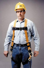 Miller - 400 Lb Capacity, Size Universal, Full Body Construction Safety Harness - Polyester, Side D-Ring, Mating Leg Strap, Mating Chest Strap, Yellow/Black - Eagle Tool & Supply