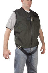 Gemtor - 350 Lb Capacity, Size XXL, Full Body Vest Safety Harness - Polyester, Quick Connect Leg Strap, Quick Connect Chest Strap, Green - Eagle Tool & Supply